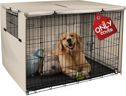 Explore Land 36 inches Dog Crate Cover Heavy Duty Polyester Pet Kennel Sunshade Universal Fit for Wire Cage (Light Tan)