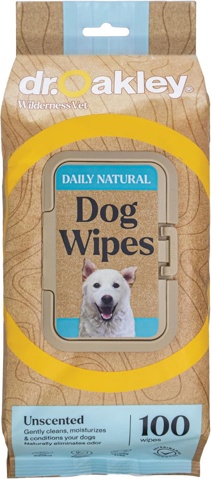 Daily Natural Dog Wipes, Unscented, 100 Ct, Gentle, Moisturizing, Odor-Eliminating, Alcohol-Free, Vet Approved