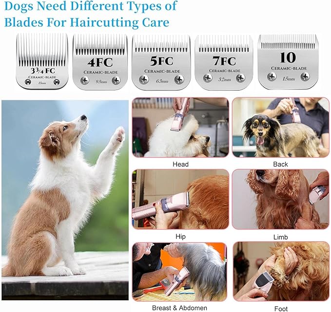 AIJALY 2PCS 10 Blades Detachable Dog Grooming Ceramic Blades Compatible with Andis Dog Clippers，Replacement Blade Compatible with Wahl/Oster A5, KM Series Clippers Size-10, 1/16-Inch Cut Length