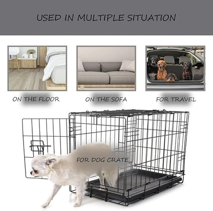 Washable Dog Bed Mat Reversible Dog Crate Pad Soft Fluffy Pet Kennel Beds Dog Sleeping Mattress for Large Jumbo Medium Small Dogs, 47 x 29 Inch, Grey