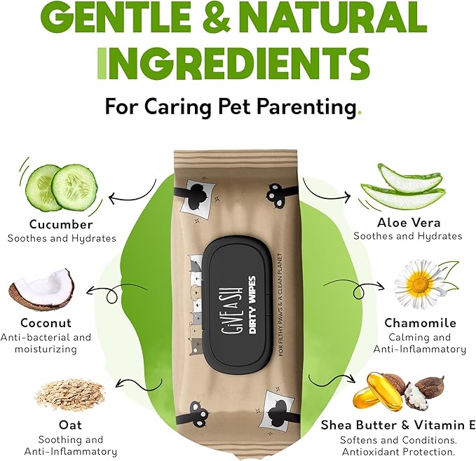 Lick-Safe Pet Wipes for Dogs & Cats - Vet-Approved & Hypoallergenic - Cleans Mud, Odors & Dander - Feline & Dog Wipes for Paws, Face & Butt - Earth-Friendly & Unscented Cat Cleaning - Pack of 100