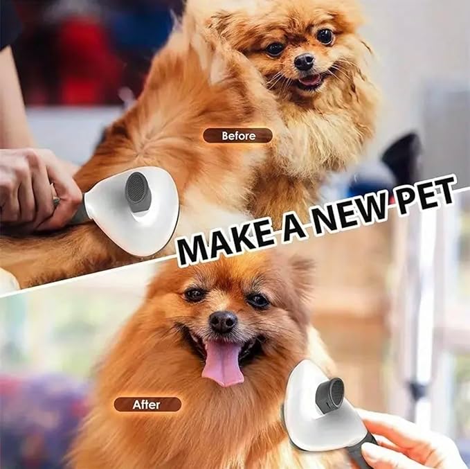 Pet Grooming Brush, Self Cleaning Pet Brush For Dogs and Cats with Release Button, Grey