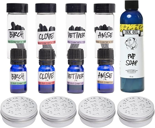 Ink Oil Pup Scent Work Starter Kit and Pup Soap - Dog Scent Training Kit and Dog Shampoo Soap - Puppy Bath Supplies - Pure Essential Oils Sets and Conditioner for Dogs