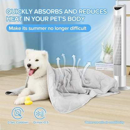 Rywell Cooling Mat for Dogs,Dog Cooling Mat Q-Max>0.5, Durable&Versatile with Cooling&Soft Surfaces for All Seasons,Protect Sofa Bed from Scratches&Chewing,40 * 60IN Washable Dog Blanket