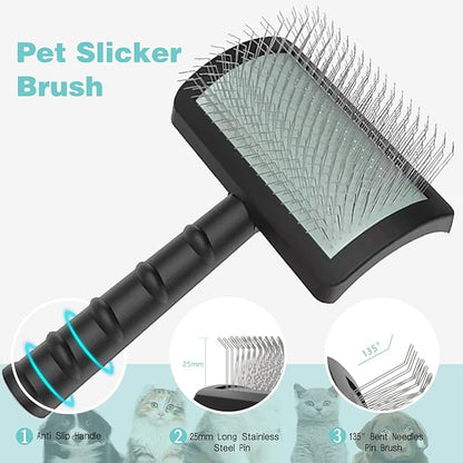 Large Firm Slicker Brush for Dogs Goldendoodles - Extra Long Pin Slicker Brush for Large Dog Pet Grooming Wire Brush and Deshedding - Removes Long and loose Hair - Undercoat - 25mm(1")(Black)