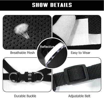 FEimaX Dog Harness and Leash Set for Walking, Soft Mesh Adjustable Easy Control Lightweight Cat Vest Harnesses with Reflective Strips, Escape Proof Small Dogs Cats Vests