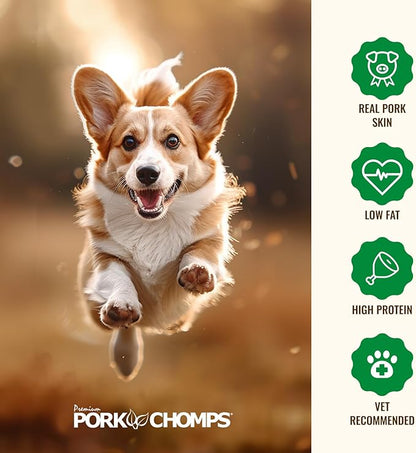Pork Chomps Pressed Pork Skin Dog Chews, 2.5-inch Rings, Real Chicken, 8 Count (Pack of 2)