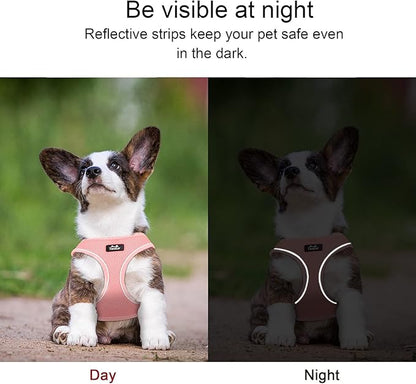 TwoEar Dog Vest Harness Reflective, No-Pull Pet Harness Easy Control with Breathable Mesh, Soft Puppy Step-in Harness No-Choke for Outdoor Walking, Training for Small Dogs(S, Pink)
