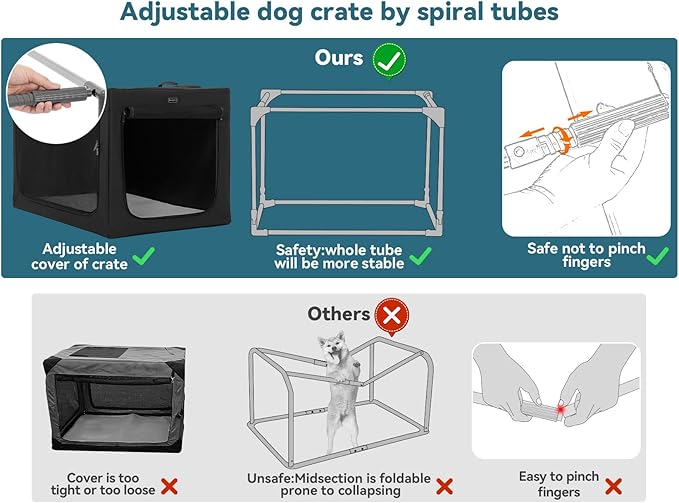 Petsfit 30inch Soft Sided Dog Crate with Thicken Plush Mat-Foldable Design + Adjustable the Tightness Of the Cloth, Dog Crates