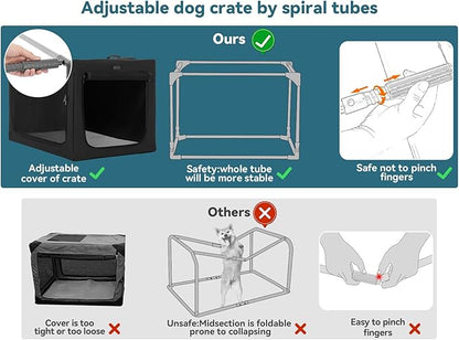Petsfit 30inch Soft Sided Dog Crate with Thicken Plush Mat-Foldable Design + Adjustable the Tightness Of the Cloth, Dog Crates