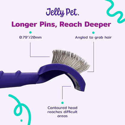 Jelly Pet Universal Slicker Brush for Dogs, Dog Grooming Brush, Remove Tangles and Dead Undercoat, Tuffer Than Tangles Maltese Shi-Tzu Poodle Bichon, Soft Pins, Purple, Small