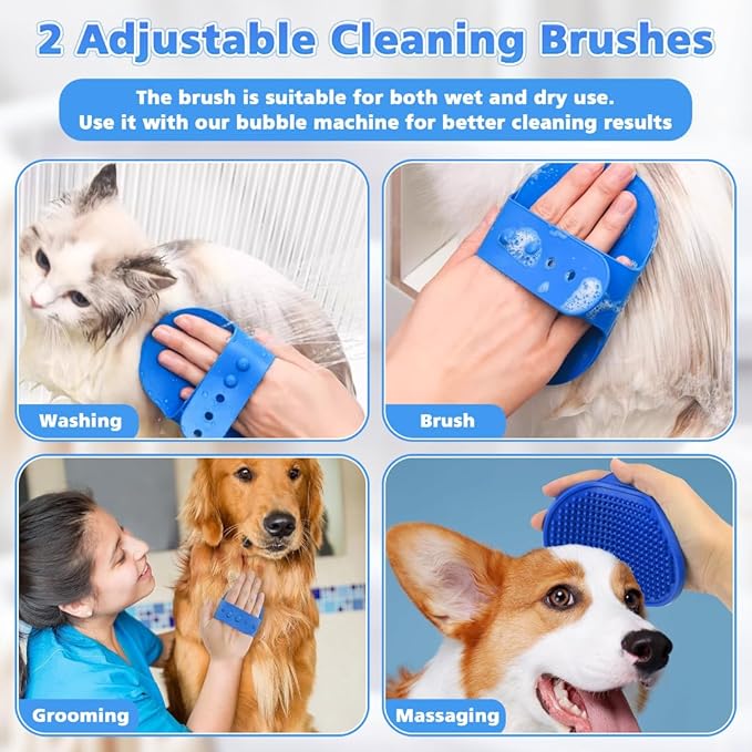 Electric Dog Shampoo Dispenser, IPX7 Automatic Dog Soap Dispenser, Soap Frother Dogs Grooming with Brush for Dogs and Cat Bathing, Shampoo Foamer Pet Bath Supplies, Bathroom, Kitchen Sink
