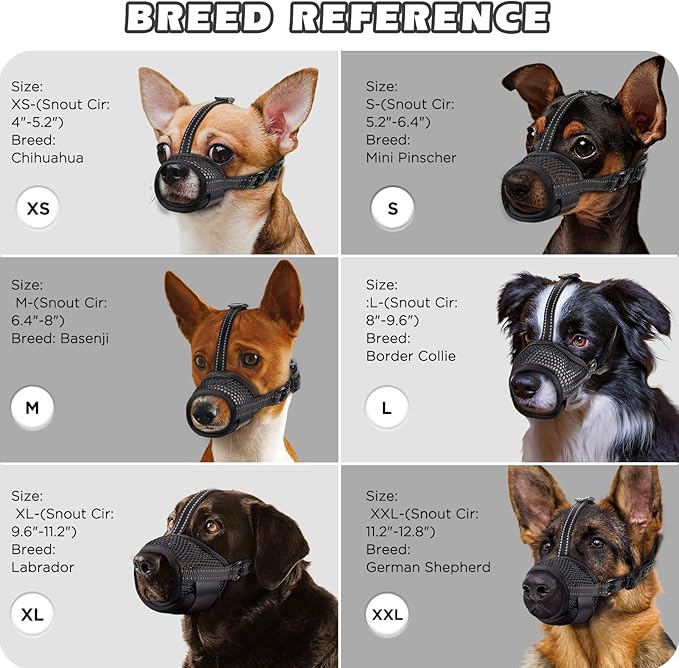 Dog Muzzle,Soft Mesh Muzzle for Small Medium Large Dogs to Prevent Biting,Pets Muzzle for Chihuahua Poodle Husky Labrador Retriever, Breathable Drinkable Adjustable for Chewing Grooming(XXL)
