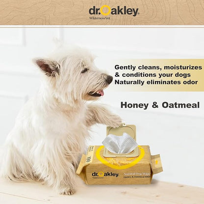 Daily Natural Dog Wipes, Honey & Oatmeal, 100 Ct, Gentle, Moisturizing, Odor-Eliminating, Alcohol-Free, Vet Approved