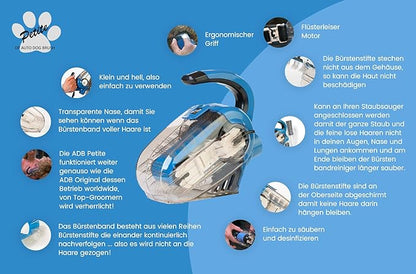 Automatic Dogbrush - Catbrush - Electric slickerbrush for dogs and cats with medium to long hair - Including flexible hose for connecting to your hoover - Dematting - Easy way of grooming
