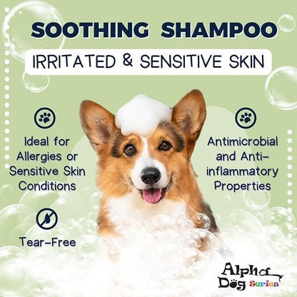 Alpha Dog Series - Grooming Natural Herbal Dog Shampoo, pH Balanced Shampoo for Dogs, Moisturizing Soothing Dog Shampoo for Sensitive Skin - 26.4 fl. oz.