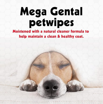 Petkin Mega PetWipes, 200 Wipes - Grooming Pet Wipes for Dogs and Cats - for Face, Paws, Ears, Body and Eye Area - Super Convenient Dog Cleaning Wipes, Ideal for Home or Travel - Easy to Use