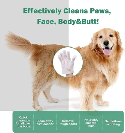 CuteBone Pet Glove Wipes - Dual-Sided Grooming Gloves with Wipes, Gentle and Effective Cleaning for Dogs, Removes Dirt, Fur, and Dander, Convenient and Mess-Free Grooming Solution, 6 Count