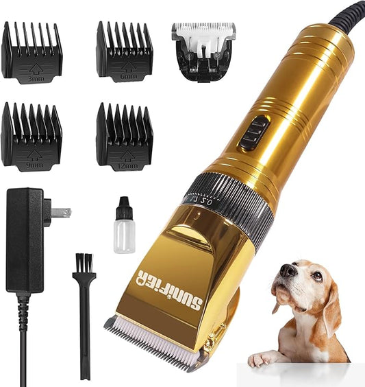Professional Dog Grooming Clippers for Thick Coat - Dog Hair Trimmer for Grooming- Sheep Shears for Thick Hair – Pet Grooming Clippers for Dogs, Cats, Sheeps, Horse (Gold)