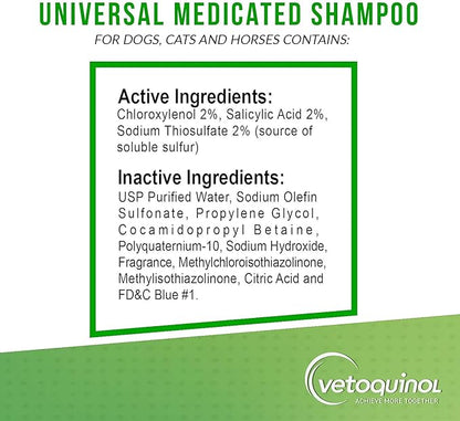 Vetoquinol Universal Medicated Shampoo for Dogs, Cats and Horses, 16oz