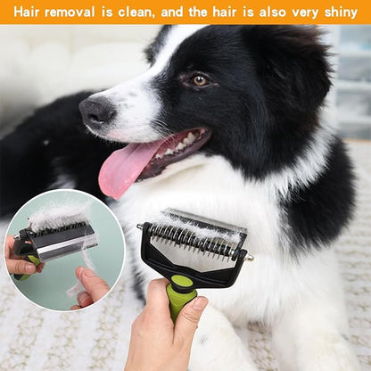 Pt brush for shedding，Dematting comb for Dogs, Cat deshedding Brush, Dog Grooming Rakes for long haired Dogs-Double Sided Shedding,Pet undercoat brushes Reduce Shedding by 95% (Green)
