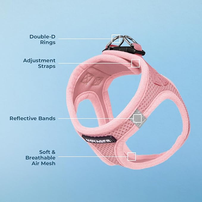 Voyager Step-In Air Dog Harness - All Weather Mesh, Reflective, No Pull Harness for Small, Medium Dogs, Cats - Secure with Hook & Loop Fastener, Buckle, Double D-Rings - Pink, XXS