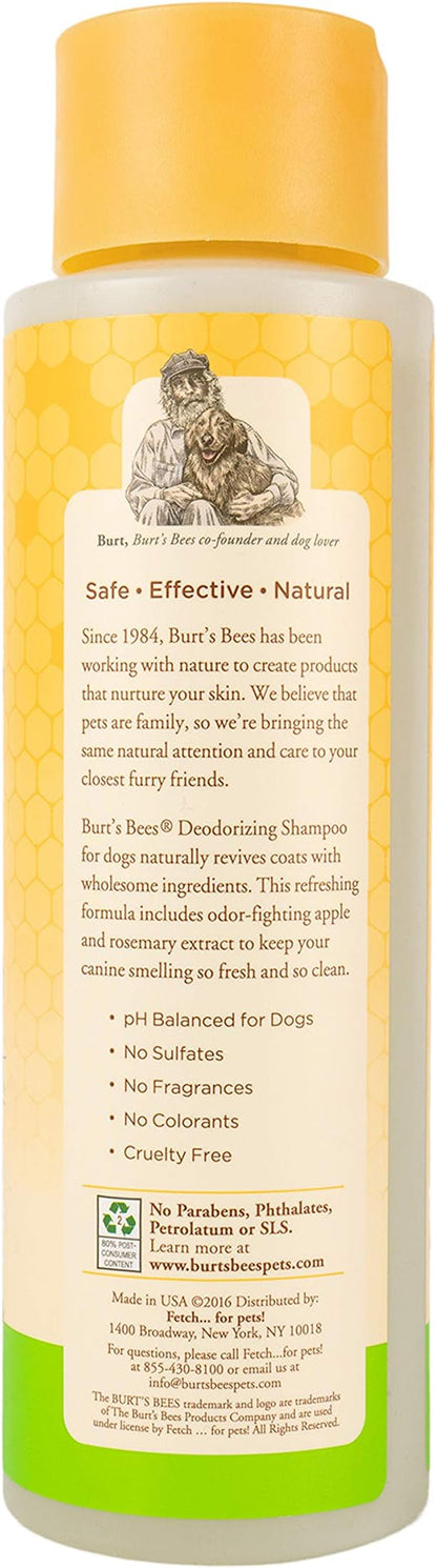 Burt's Bees for Pets Deodorizing Dog Shampoo with Apple and Rosemary, 95% Natural Origin Formulas, Dog Deodorizing Shampoo - Gentle Dog Shampoo, Best Dog Shampoo for Smelly Dogs, 16 oz