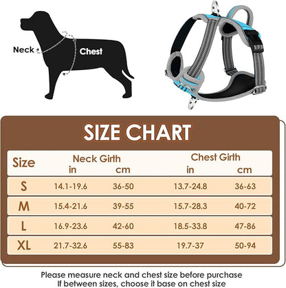 Lukovee No Pull Dog Harness, No Choke Adjustable Dog Harness with 2 Leash Clips and Easy Control Vertical Handle, Soft Padded Dog Vest for Medium and Large Dogs (Medium, Blue)