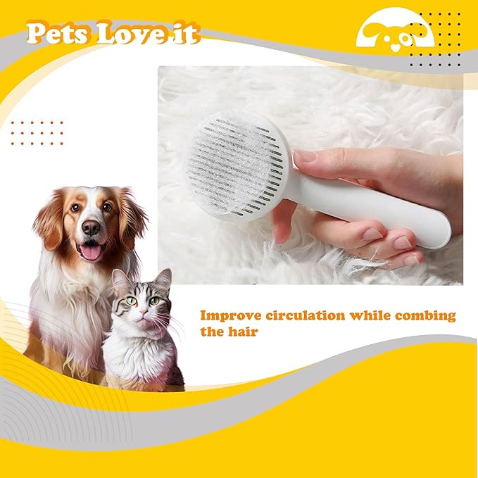 PetNBeyond Self-Cleaning Grooming Brush for Cats and Dogs - Easily Removes Loose Undercoat, Mats, and Tangled Hair - Offers a Gentle Massage for Dogs and Cats