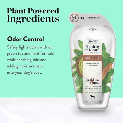 Wahl Professional Animal Healthy at Home Dog Shampoo - Plant Powered Grooming Shampoo - Odor Stop