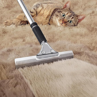 Pet Hair Carpet Rake - Multi-Surface Brush & Broom for Fluffy Rugs & Carpets - Efficient Pet Hair Removal Tool
