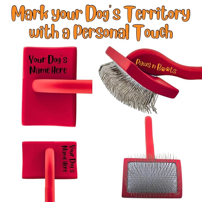 Pro-Slicker Brush Grooming Tool for Pets: Large Red Brush, Soft Cushion Bed of Dull Pins, Gentle but Effective. Easily and Painlessly Remove Thick Undercoat. Reduce Brushing Sessions, Groom like a Pro