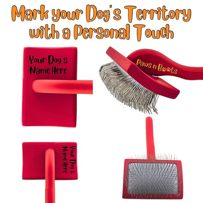 Pro-Slicker Brush Grooming Tool for Pets: Large Red Brush, Soft Cushion Bed of Dull Pins, Gentle but Effective. Easily and Painlessly Remove Thick Undercoat. Reduce Brushing Sessions, Groom like a Pro