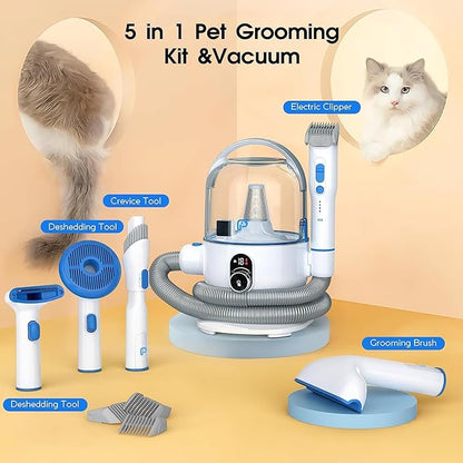 GAOMON Pet Grooming Vacuum kit, Professional Dog Vacuum for Shedding Grooming with 2 L Pet Hair Dust Cup, 5 in 1 Proven Grooming Tools Picks Up 99% Pet Hair, 16 Levels Suction Adjustable