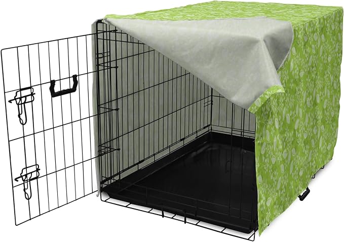 Lunarable Green Dog Crate Cover, Flourishing Spring Flowers Fresh Summer Meadow Themed Graphic Flora Print, Easy to Use Pet Kennel Cover for Small Dogs Puppies Kittens, 22 Inch, Apple Green Pale Green