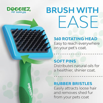 Silicone Bristle Brush for Pet Grooming - Cat and Dog Massage Brush for Short & Long Hair