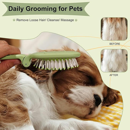 Foldable Cactus Puppy Brush Small Dogs Soft Bristles Grooming Tool Yorkie Shih Tzu Maltipoo Maltese (Light Green)