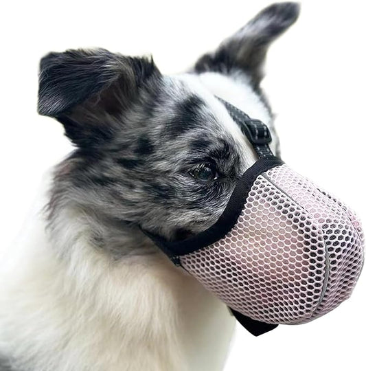 Large Dog Muzzle, Muzzle for Large Dogs to Prevent Eating/Chewing/Biting, Breathable Reflective Adjustable Medium Dog Accessories Dog Muzzle (Pink, S)