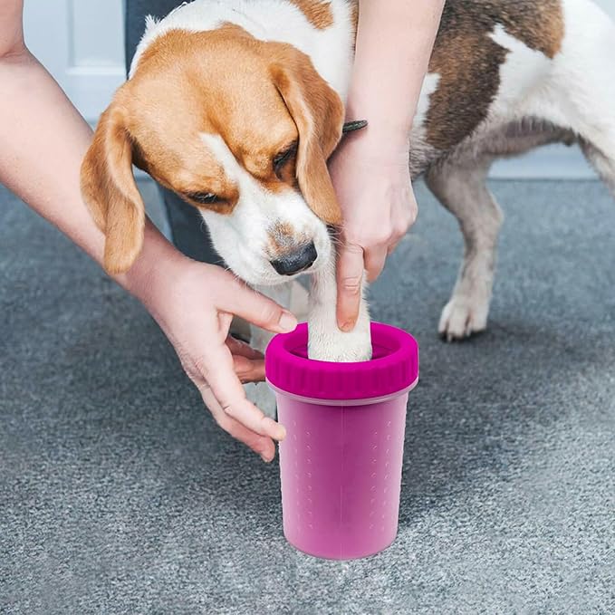 2 Pack Portable Dog Paw Cleaner, Washer, Buddy Muddy Pet Foot Cleaner for Medium Breed Dogs and Cats, Pink