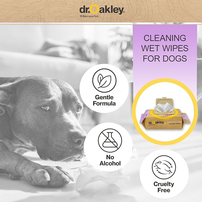 Daily Natural Dog Wipes, Lavender Scented, 100 Ct, Gentle, Moisturizing, Odor-Eliminating, Alcohol-Free, Vet Approved