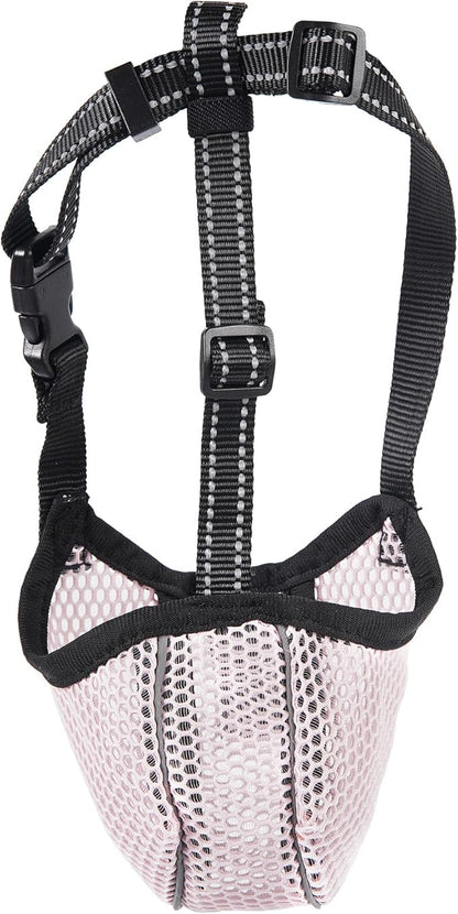 Large Dog Muzzle, Muzzle for Large Dogs to Prevent Eating/Chewing/Biting, Breathable Reflective Adjustable Medium Dog Accessories Dog Muzzle (Pink, L)