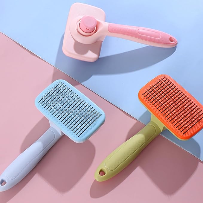 Self-Cleaning Pet Grooming Brush for Dogs & Cats (Blue)