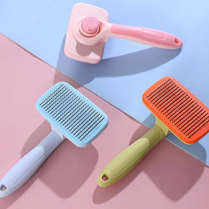 Self-Cleaning Pet Grooming Brush for Dogs & Cats (Blue)