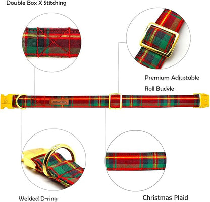 Lionheart glory Christmas Plaid Dog Collar, Dogs Collar Adjustable Soft and Comfortable Collars for Medium Dogs Girl or Boy Pet Gift Fall Collar Dog