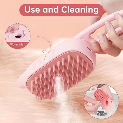 Steam Brush for Cats, 3 in 1 Steam Comb for Shedding Dog Pet Hair Cleaning Brush for Spray Dog Grooming for Long & Short Haired Pets – Cat Hair Spritz Defur Comb