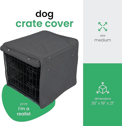 Molly Mutt I'm a Realist Dog Crate Cover, 100% Cotton Canvas Cover with 2 Roll-Up Panels, Ideal for Dog or Cat Crate, Durable, Washable, and Free of Harmful Chemicals, 30" x 19" x 21"