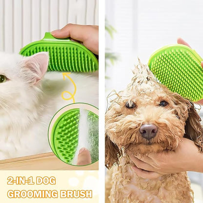 TORMEN 2 pcs Dog Bath Massage Brush, Dog Grooming Brush,Rubber Grooming Brush with Adjustable Handle for Dogs and Cats, Soft, Gentle & Skin-Safe for Long & Short Hair (Yellow)