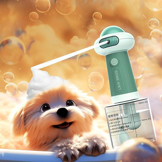 Green Upgrade Automatic Bubble Dispenser and Yellow Pet Bath Brush Combo for Dog and Cat Bathing,Deep Cleaning Pet Fur