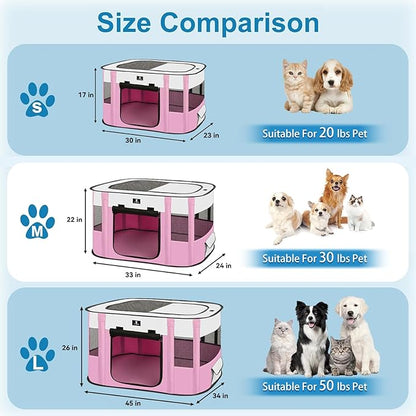 X-ZONE PET Dog Playpen, Puppy Cat Play Pen Portable Foldable Indoor/Outdoor Tent Crate Cage, Portable Pet Crate Large Size Pink 45"