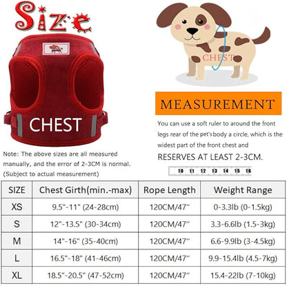 FEimaX Dog Harness and Leash Set, No Pull Reflective Adjustable Pet Harnesses for Puppy Kitten Soft Corduroy Chest Harness for Small Medium Dogs and Cats Easy Control Vest for Outdoor Walking